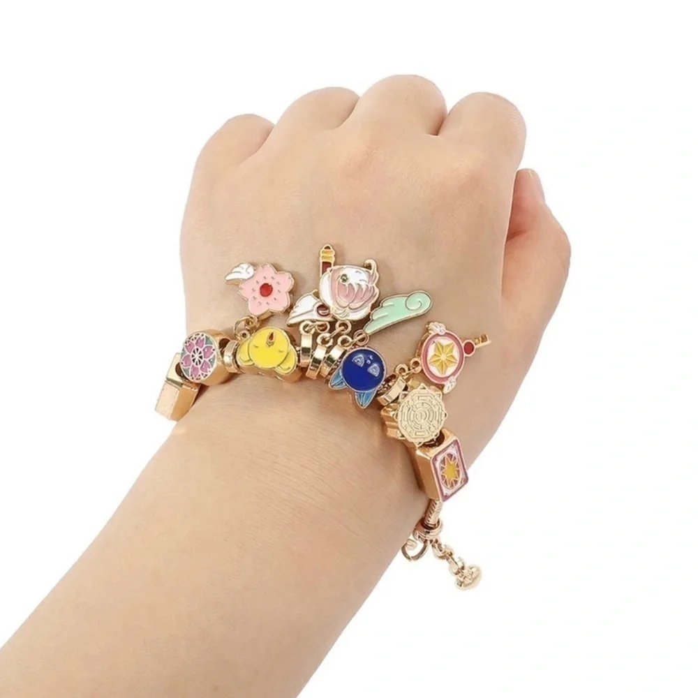 Gold Plated Cardcaptor Sakura Themed Anime Charm Bracelet Adjustable Sizing